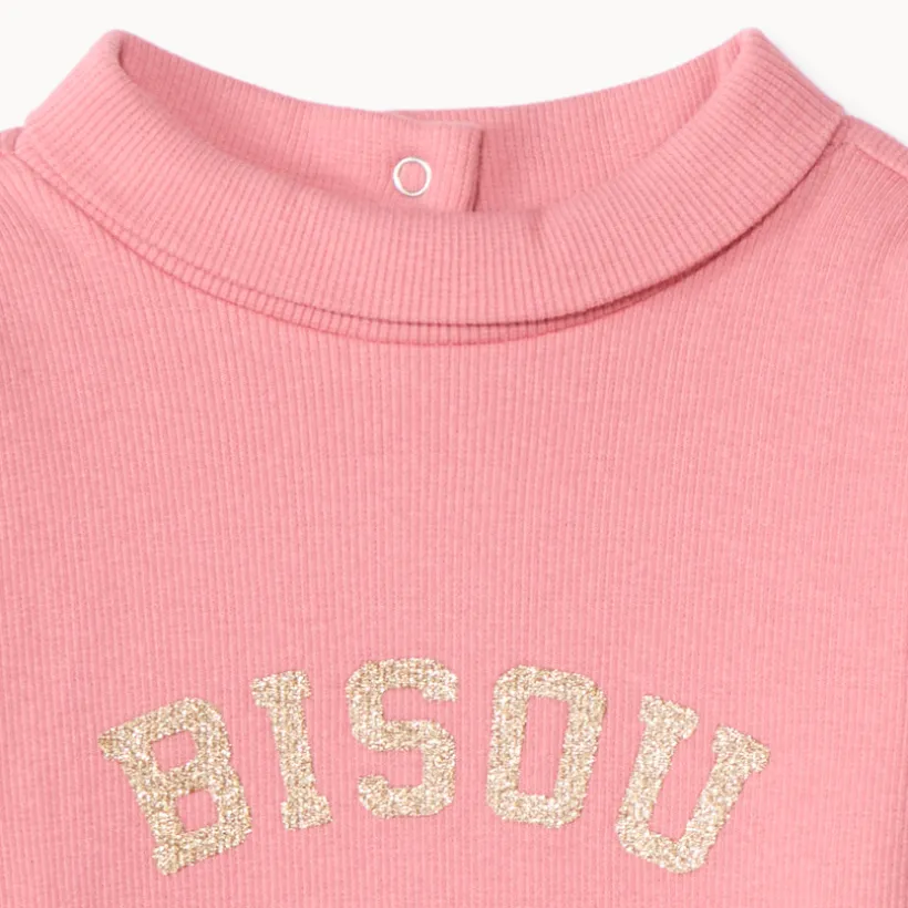 Sous-pull col roulé à message pailleté pour bébé fille