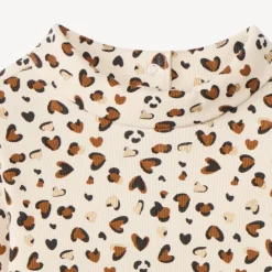 Sous-pull imprimé cœur fantaisie et col cheminé pour bébé fille