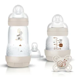 Starter Kit naissance 2 biberons + sucette silicone Perfect 0-2M sable