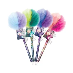 Stylo gel parfumé avec pompon bicolore (modèle aléatoire)