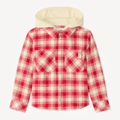 Surchemise à carreaux avec capuche pour fille