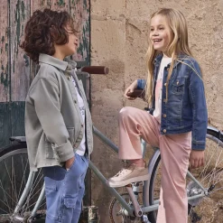 Surchemise uni effet denim avec poches pour garçon