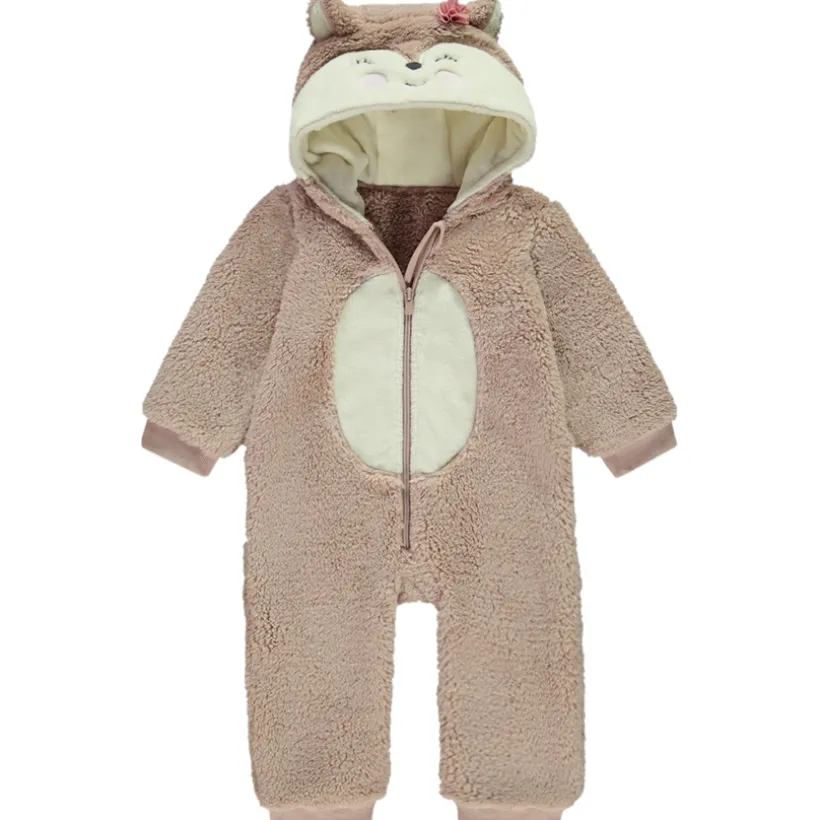 Surpyjama ludique renarde en sherpa pour bébé fille