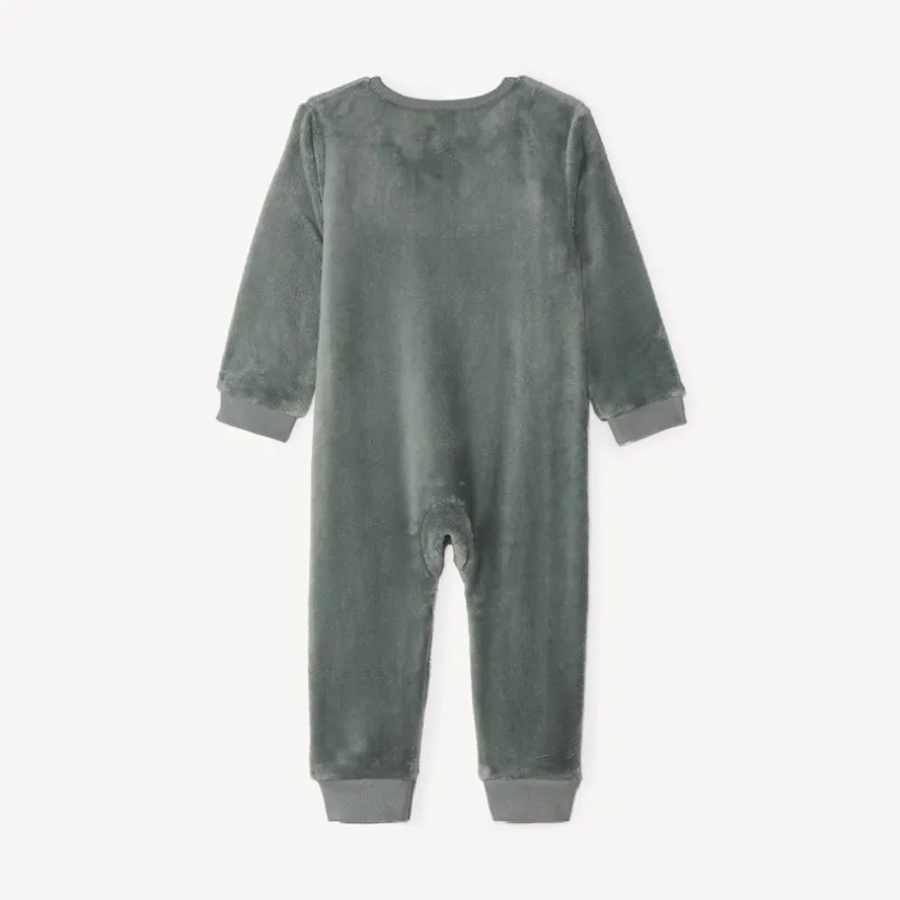 Surpyjama uni en sherpa avec ourson ludique pour bébé