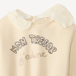 Sweat bébé fille en molleton avec col claudine amovible