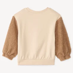 Sweat bi-matière avec sherpa bouclettes pour bébé fille