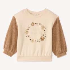 Sweat bi-matière avec sherpa bouclettes pour bébé fille