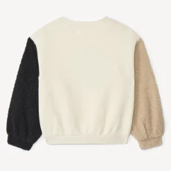 Sweat bi-matière semi-oversize avec broderies pour fille