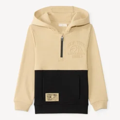 Sweat à capuche garçon col zippé bicolore