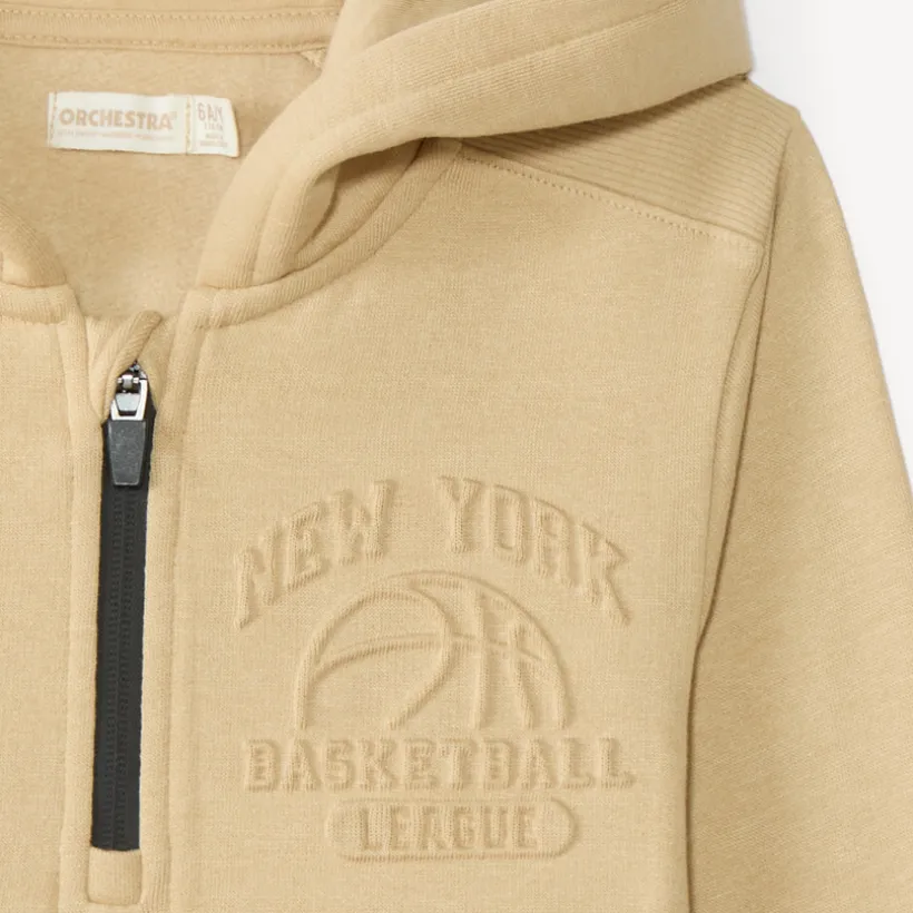 Sweat à capuche garçon col zippé bicolore