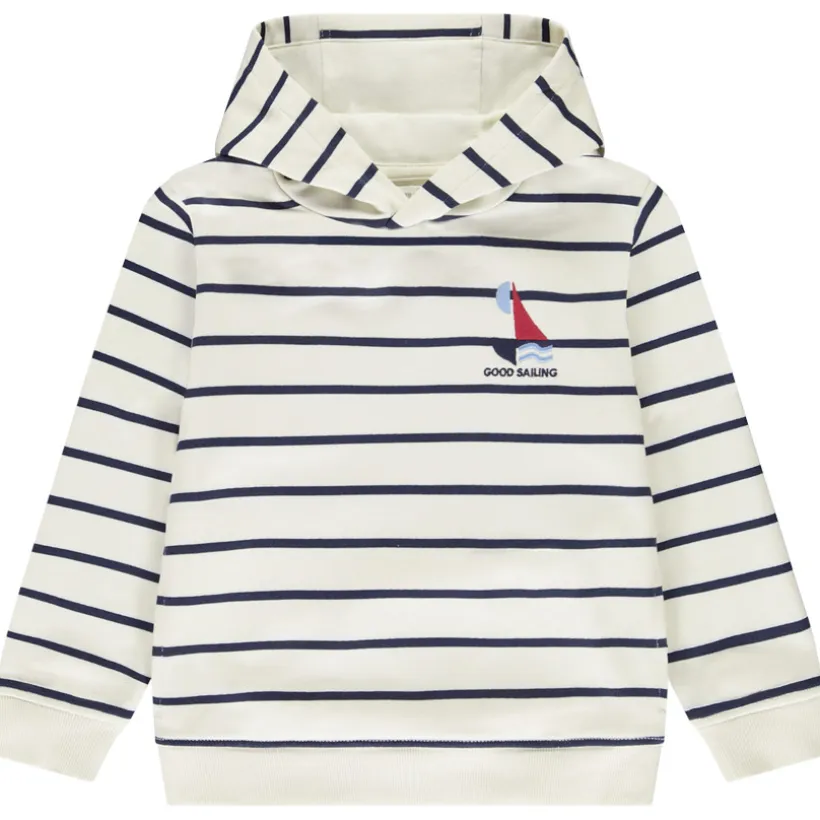 Sweat à capuche marinière fantaisie en molleton pour garçon