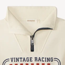 Sweat col zippé garçon motif vintage racing