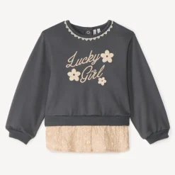 Sweat 2-en-1 en molleton brodé pour bébé fille