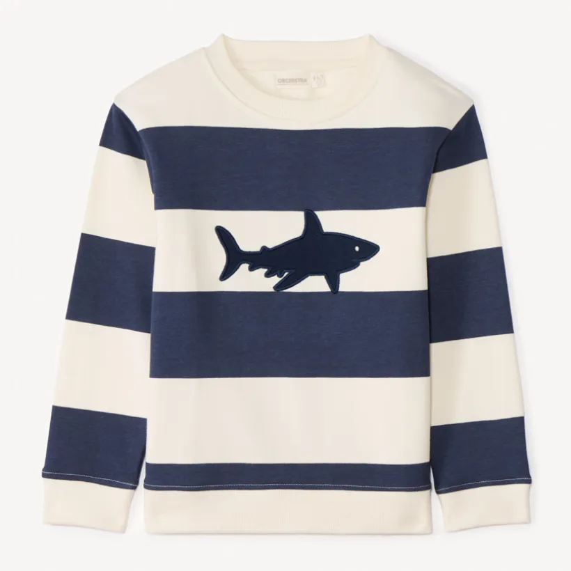 Sweat en molleton avec requin brodé pour garçon