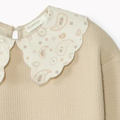 Sweat en molleton col claudine à motif paisley pour fille