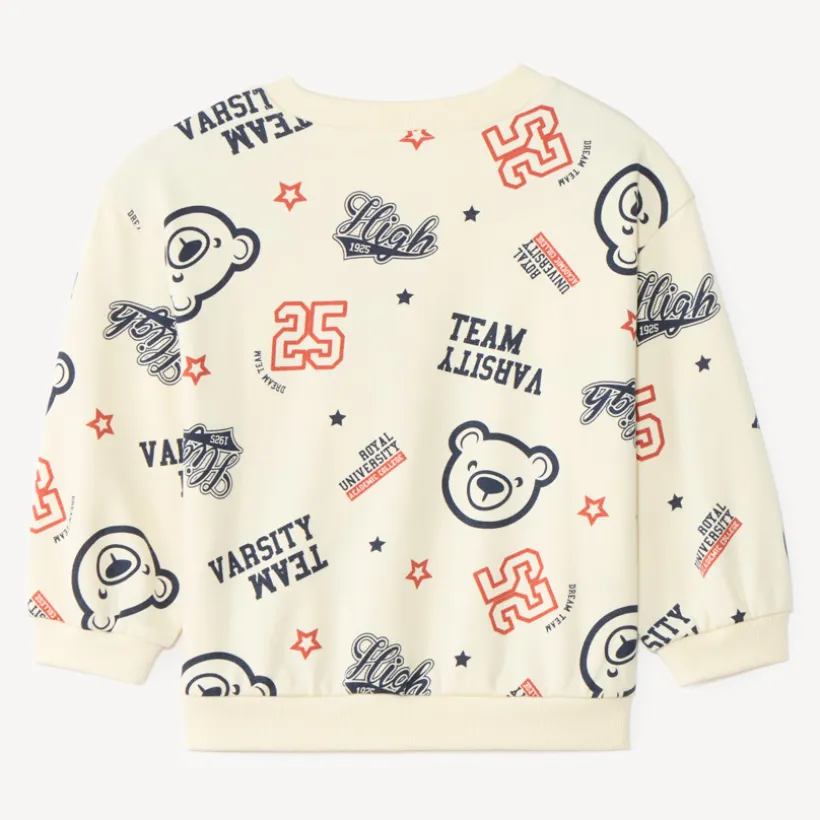 Sweat en molleton demi oversize bébé garçon imprimé fantaisie