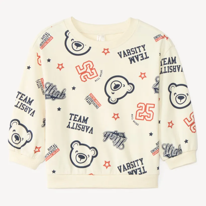 Sweat en molleton demi oversize bébé garçon imprimé fantaisie