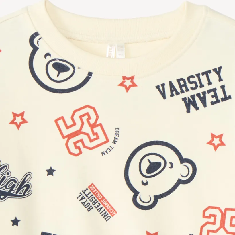 Sweat en molleton demi oversize bébé garçon imprimé fantaisie