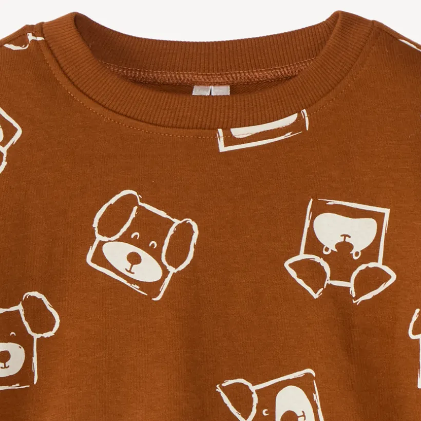 Sweat en molleton demi oversize bébé garçon imprimé fantaisie