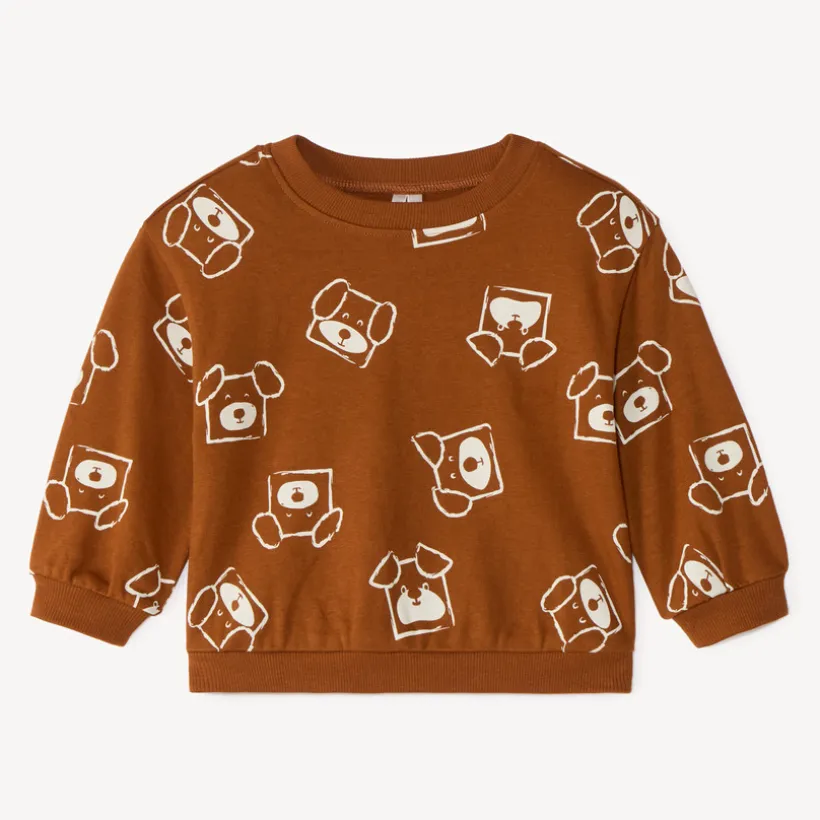 Sweat en molleton demi oversize bébé garçon imprimé fantaisie