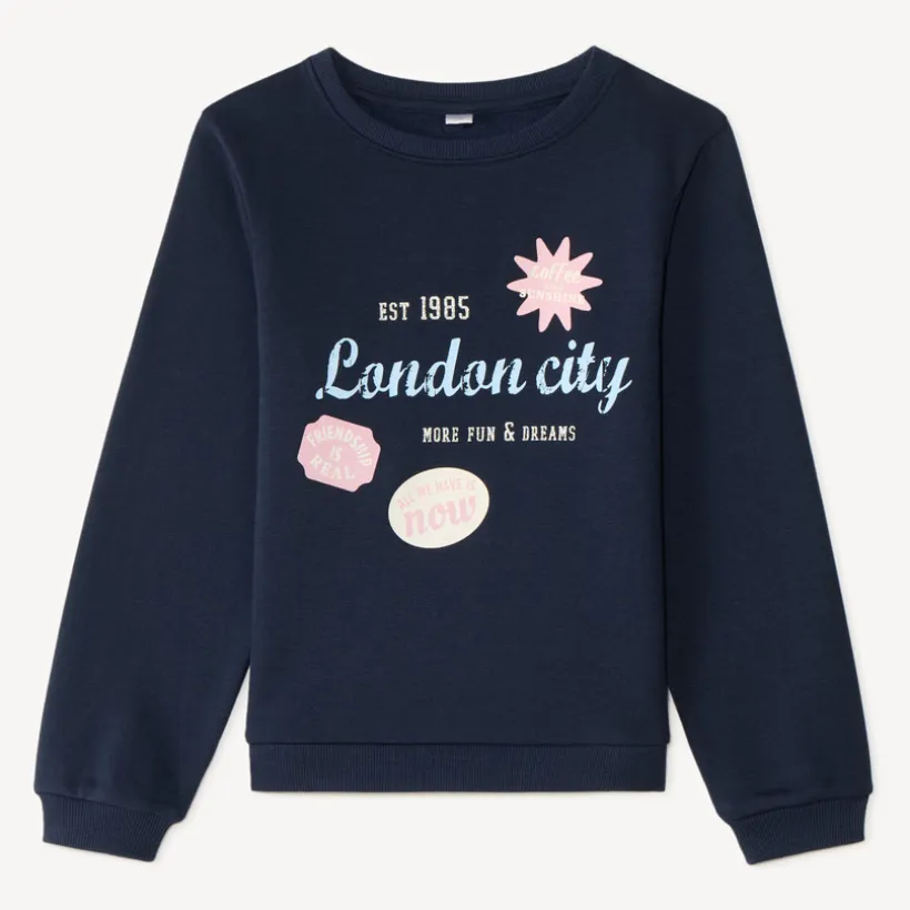 Sweat en molleton imprimé fantaisie pailleté pour fille