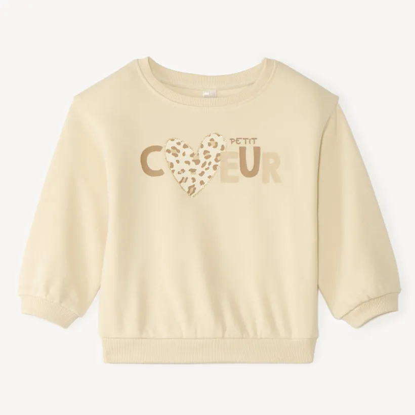 Sweat en molleton 1/2 oversize print fantaisie pour bébé fille