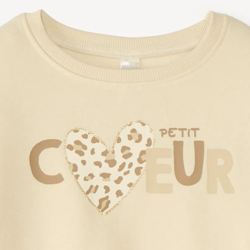 Sweat en molleton 1/2 oversize print fantaisie pour bébé fille