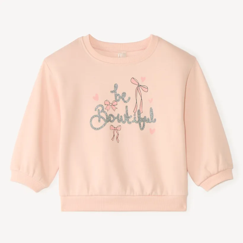 Sweat en molleton 1/2 oversize print fantaisie pour bébé fille