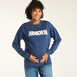 Sweat en molleton printé Amour pour femme