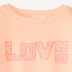 Sweat en molleton print Love à sequins pour fille
