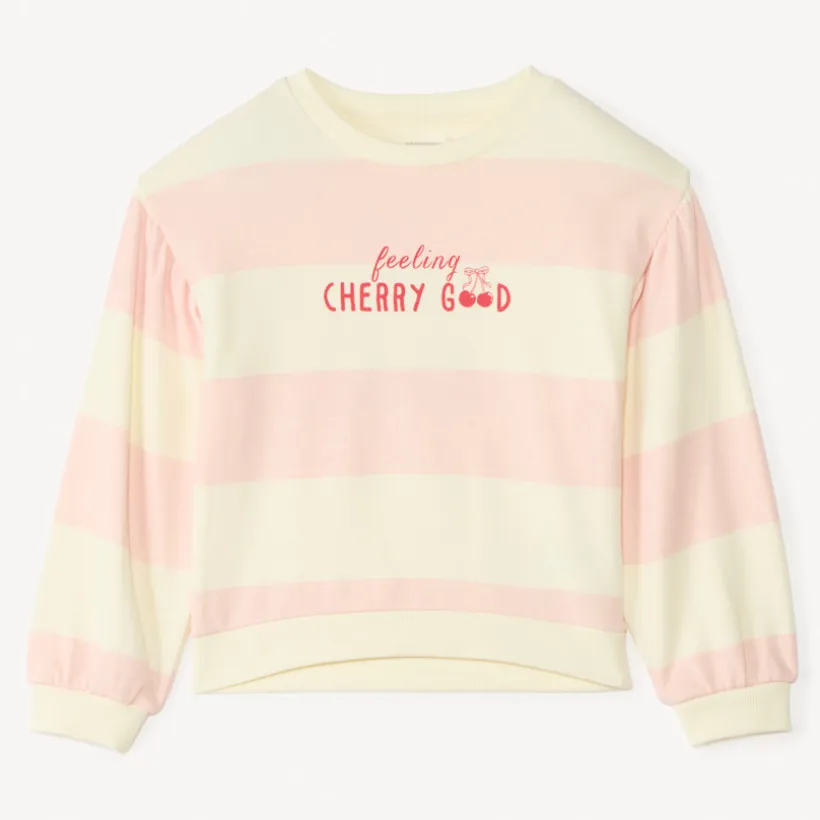 Sweat en molleton à rayures print fantaisie pour fille