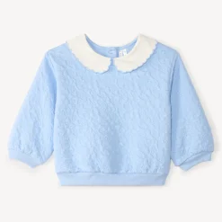 Sweat en molleton texturé avec col claudine pour bébé fille
