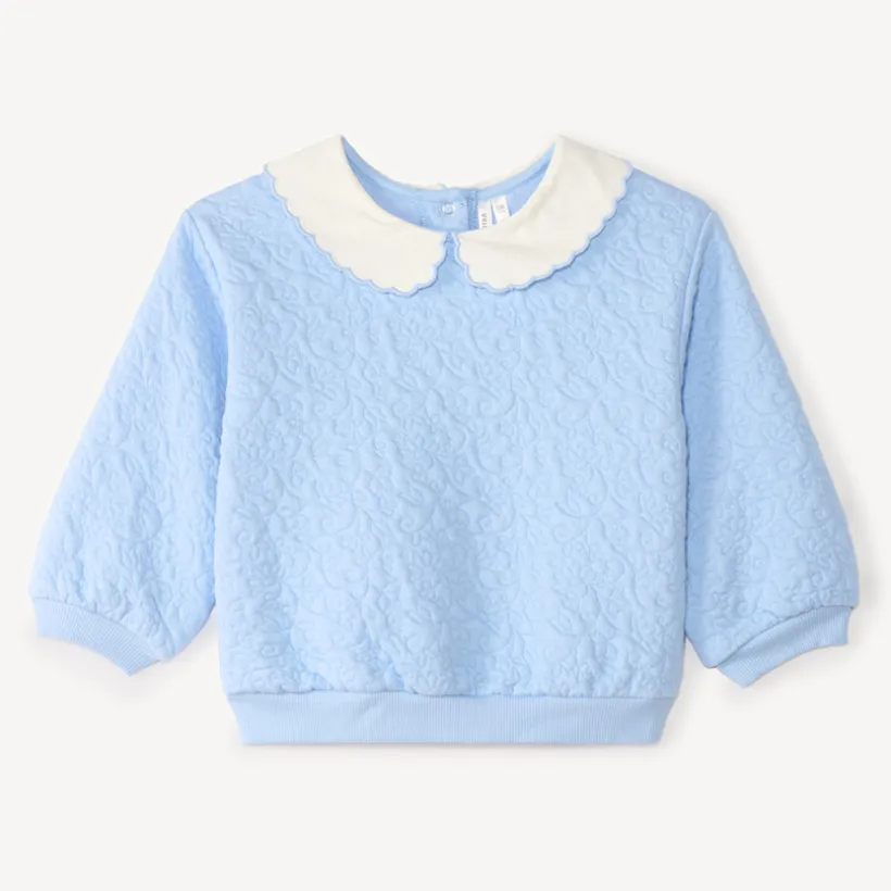 Sweat en molleton texturé avec col claudine pour bébé fille