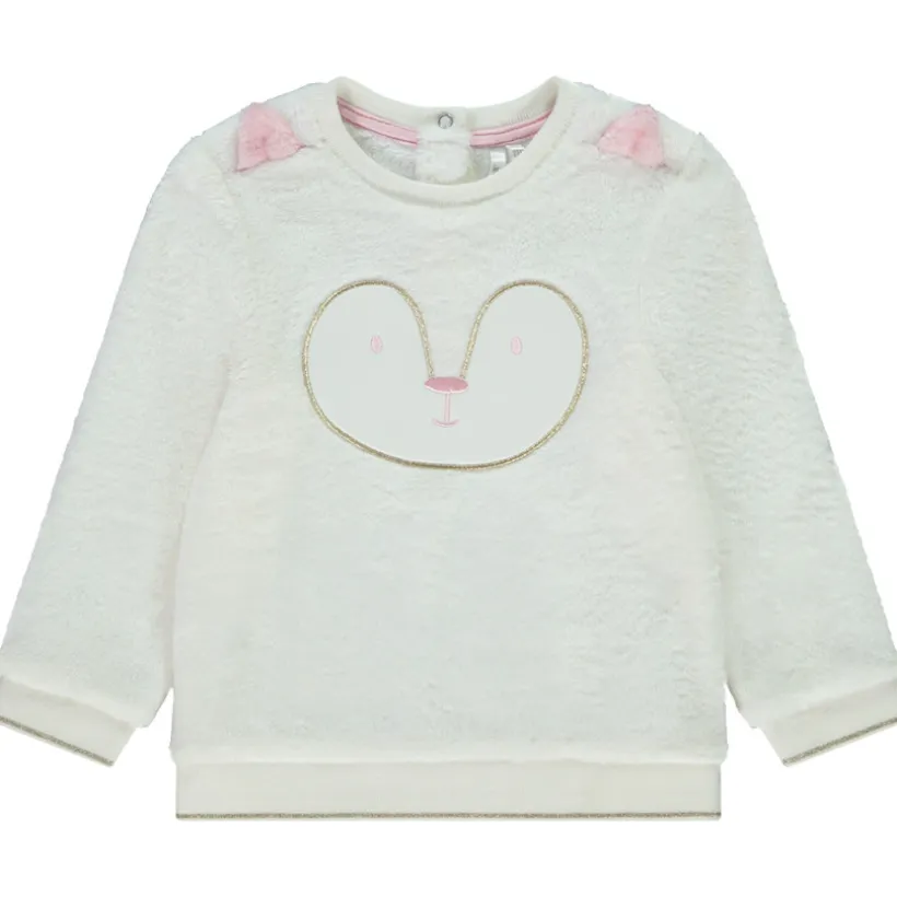 Sweat en sherpa avec broderie et oreilles ludiques pour bébé fille