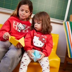 Sweat fille oversize en molleton broderie Hello Kitty