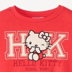 Sweat fille oversize en molleton broderie Hello Kitty