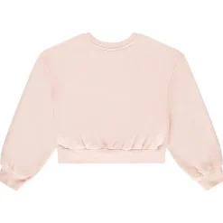 Sweat french terry court uni avec broderie anglaise pour fille