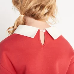 Sweat molleton avec col et borderie pour fille