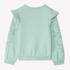 Sweat molleton brodé et volanté pour fille