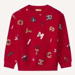 Sweat molleton de noël imprimé lettres pour garçon