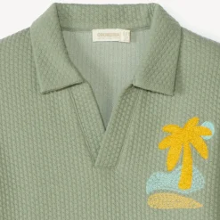 Sweat molleton effet cloqué à col polo pour garçon