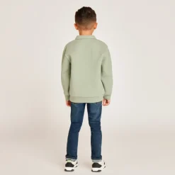 Sweat molleton effet cloqué à col polo pour garçon