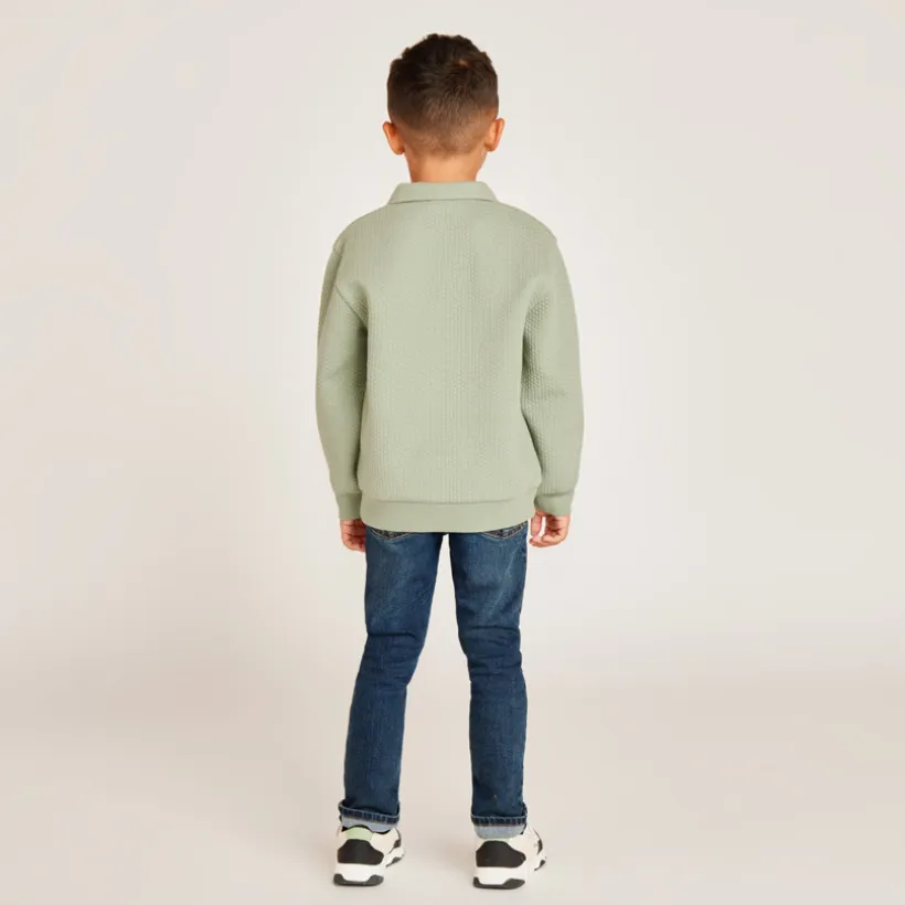 Sweat molleton effet cloqué à col polo pour garçon