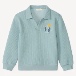 Sweat molleton effet cloqué à col polo pour garçon