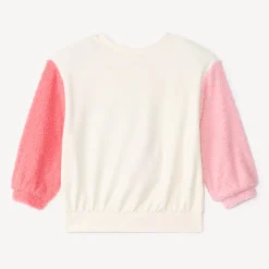Sweat molleton effet colorblock et manches sherpa pour bébé fille