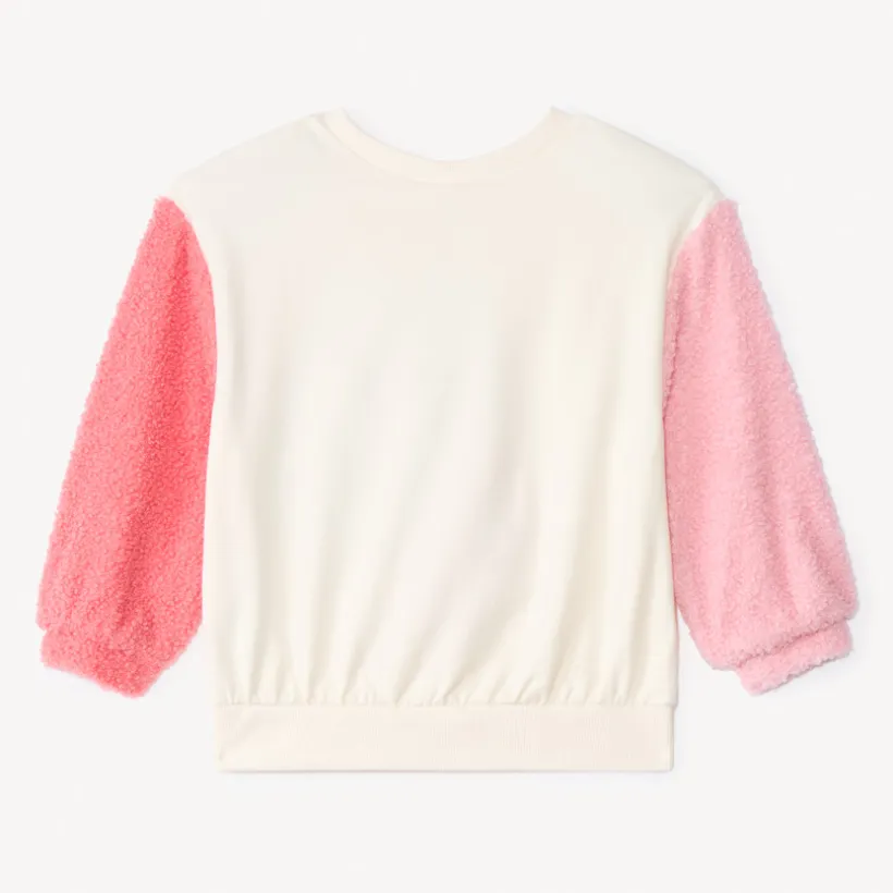 Sweat molleton effet colorblock et manches sherpa pour bébé fille