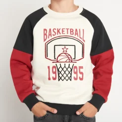 Sweat molleton effet color block motif basket pour garçon