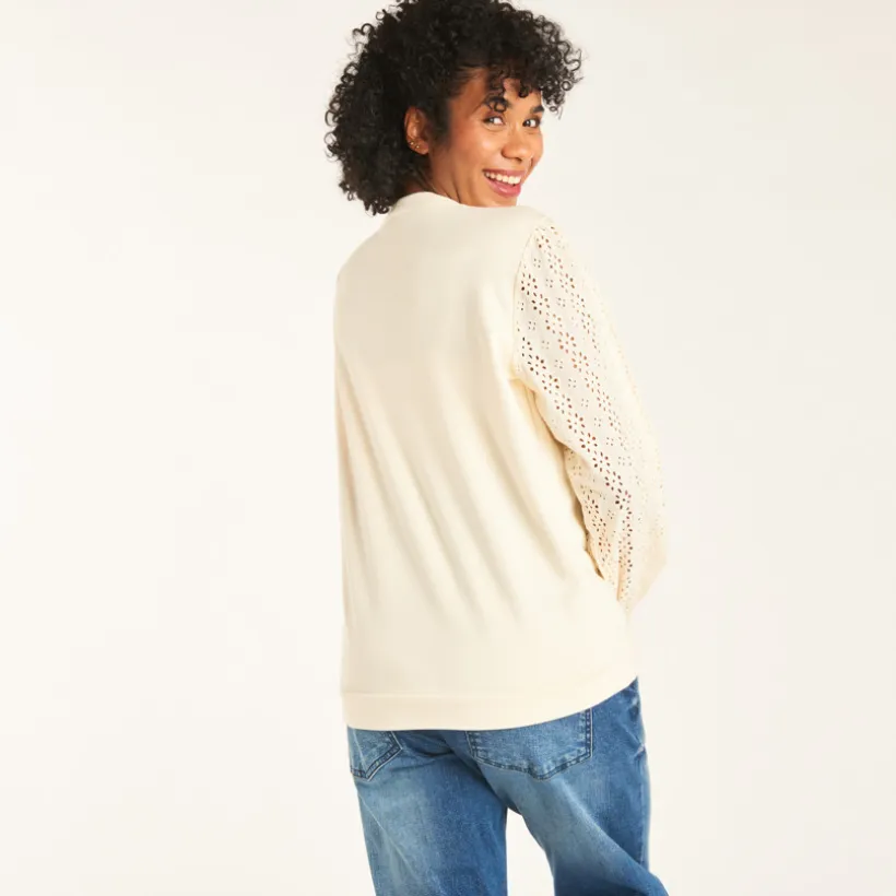 Sweat molleton effet 2en1 uni pour femme