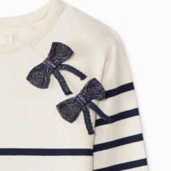 Sweat molleton esprit marinière avec nœuds pour fille