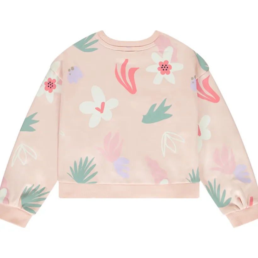 Sweat molleton imprimé avec puff print pailleté pour fille